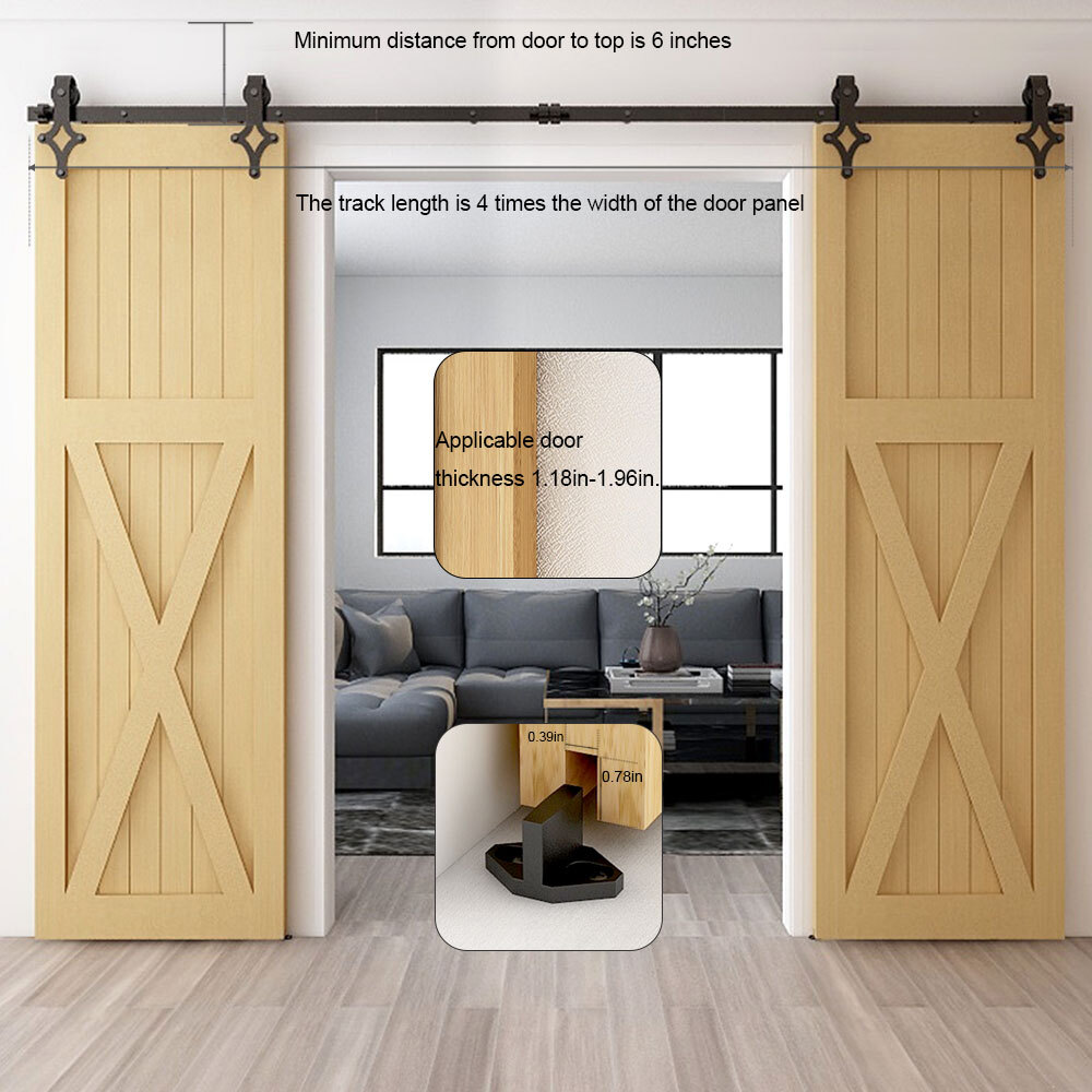 5-20FT Sliding Barn Door Hardware Roller Track Kit for Single Double Door