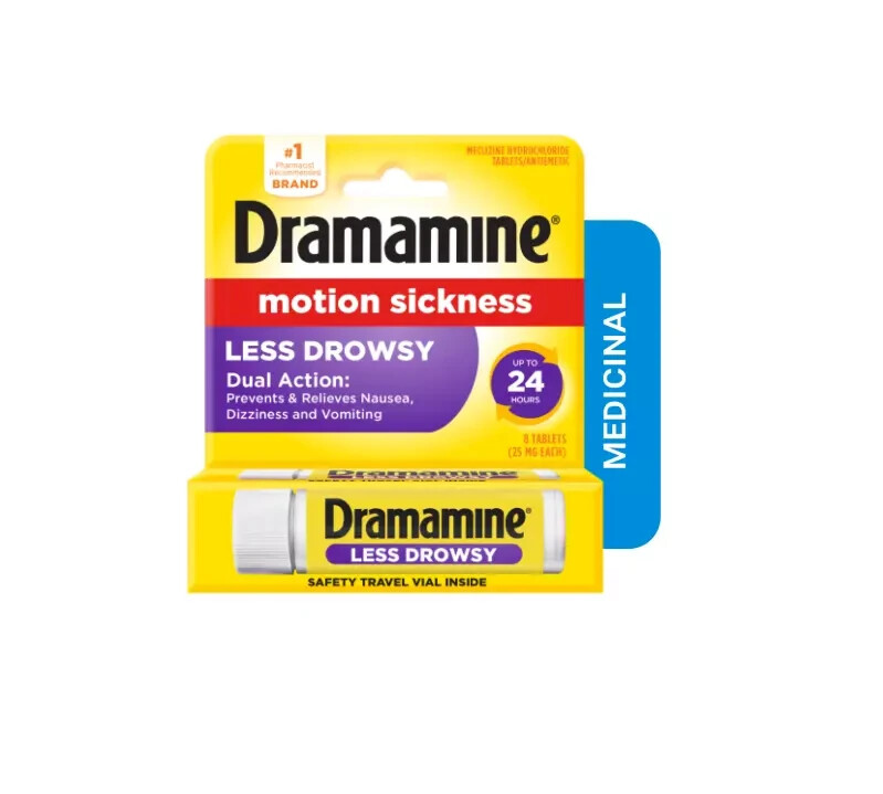 SM Dramamine All Day Less Drowsy 25 mg Motion Sickness Relief Tablet 8ct -3 Pack
