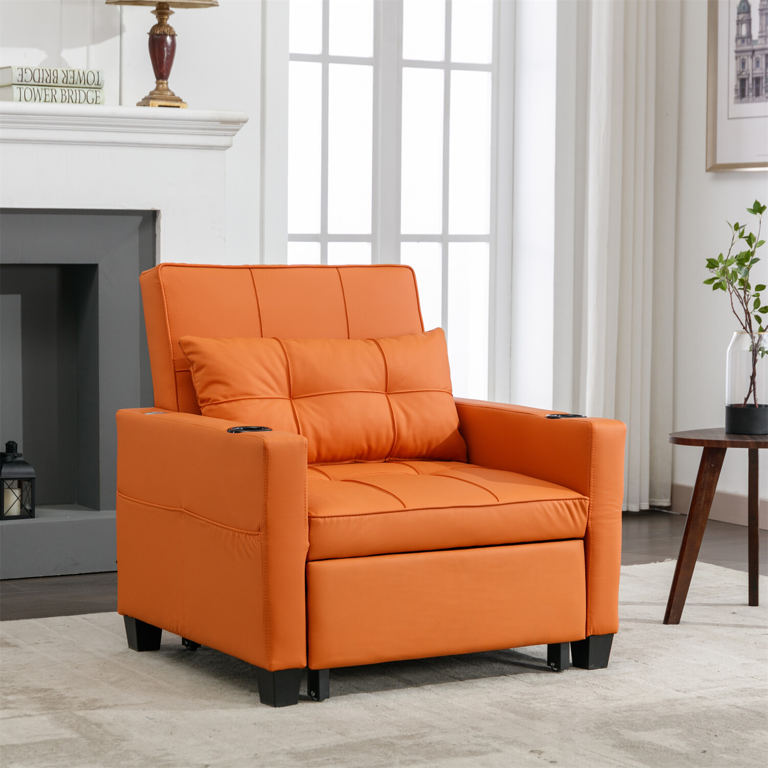 Convertible Sleeper Sofa Bed 3-in-1 Multi-Function Folding Sofa Bed w/ USB Ports