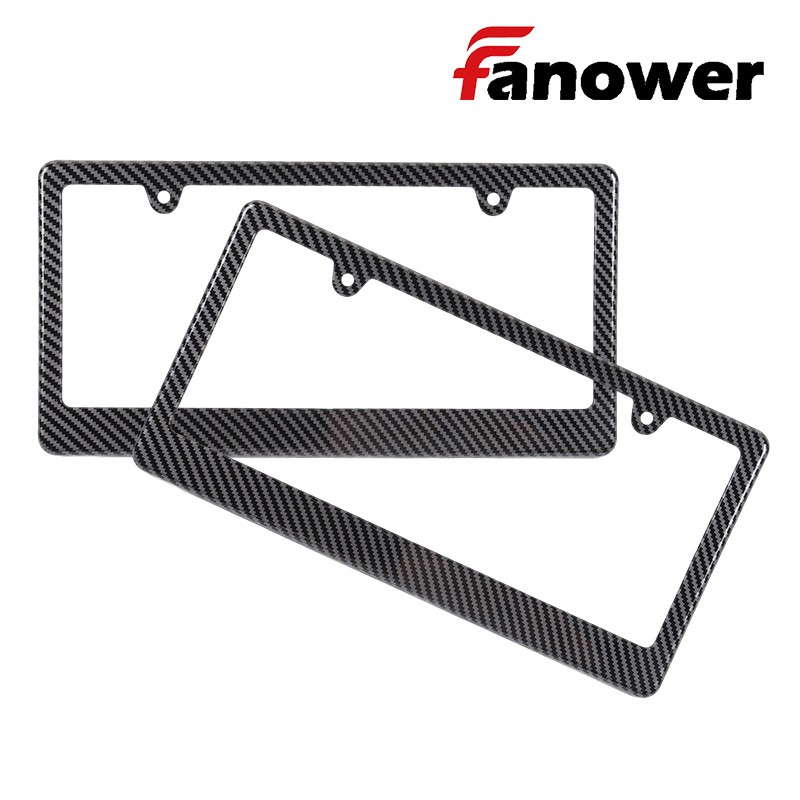 2X Universal USA Size Front + Back Carbon Fiber Style License Plate Frame Cover