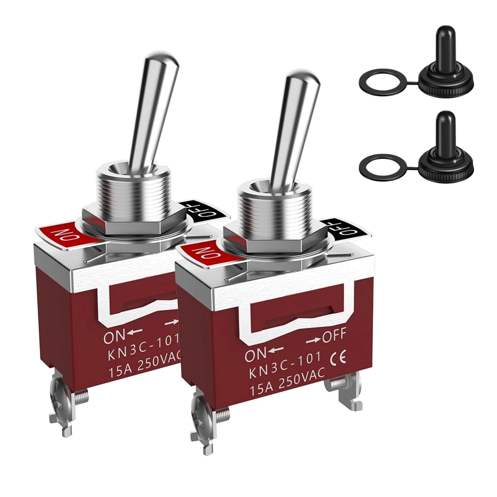 2x Toggle Switch 30A 12V SPST 2Pin Waterproof ON/OFF for Marine Auto Application