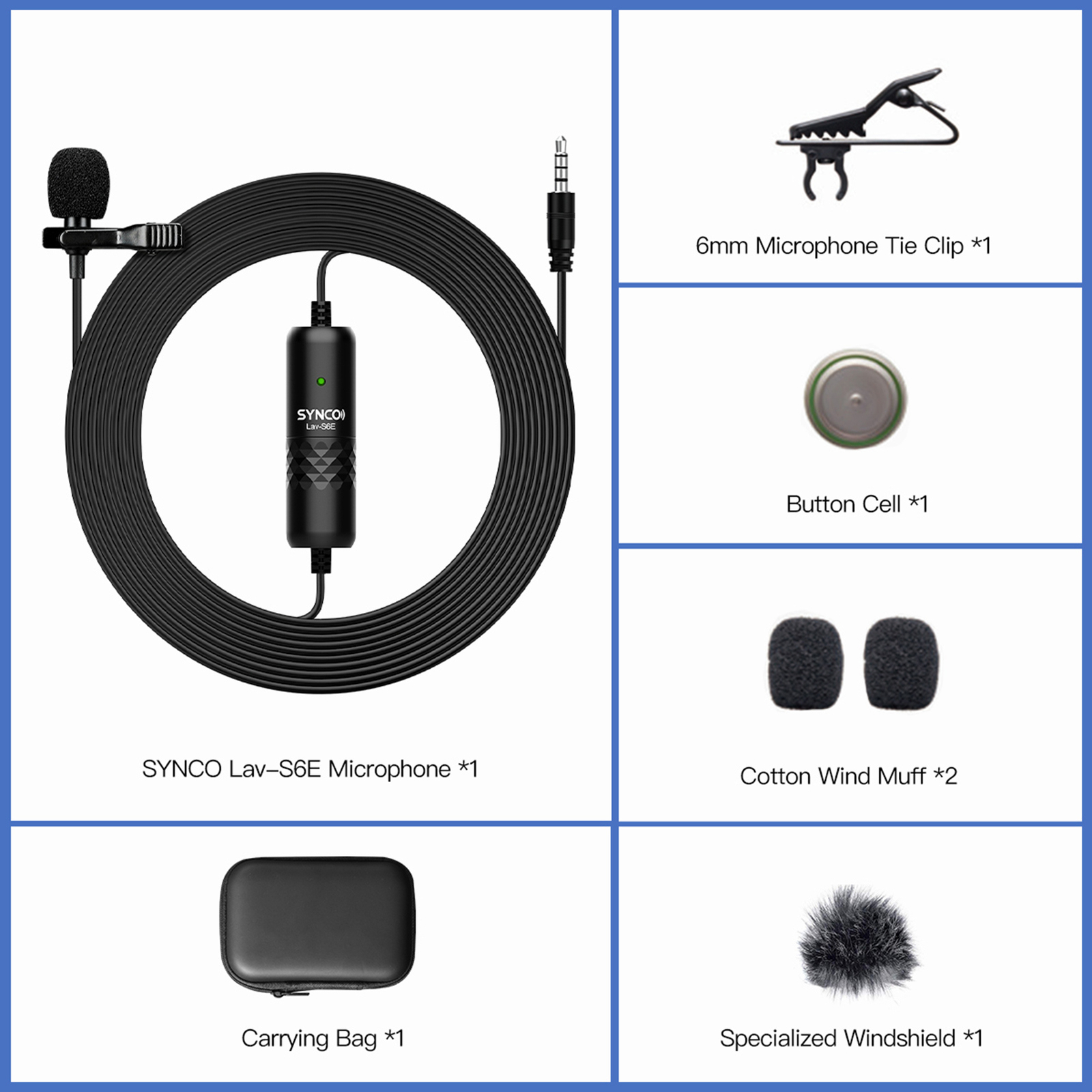 SYNCO Lav-S6E 6 Meter Wired Lavalier Condenser Microphone Omnidirectional Mic