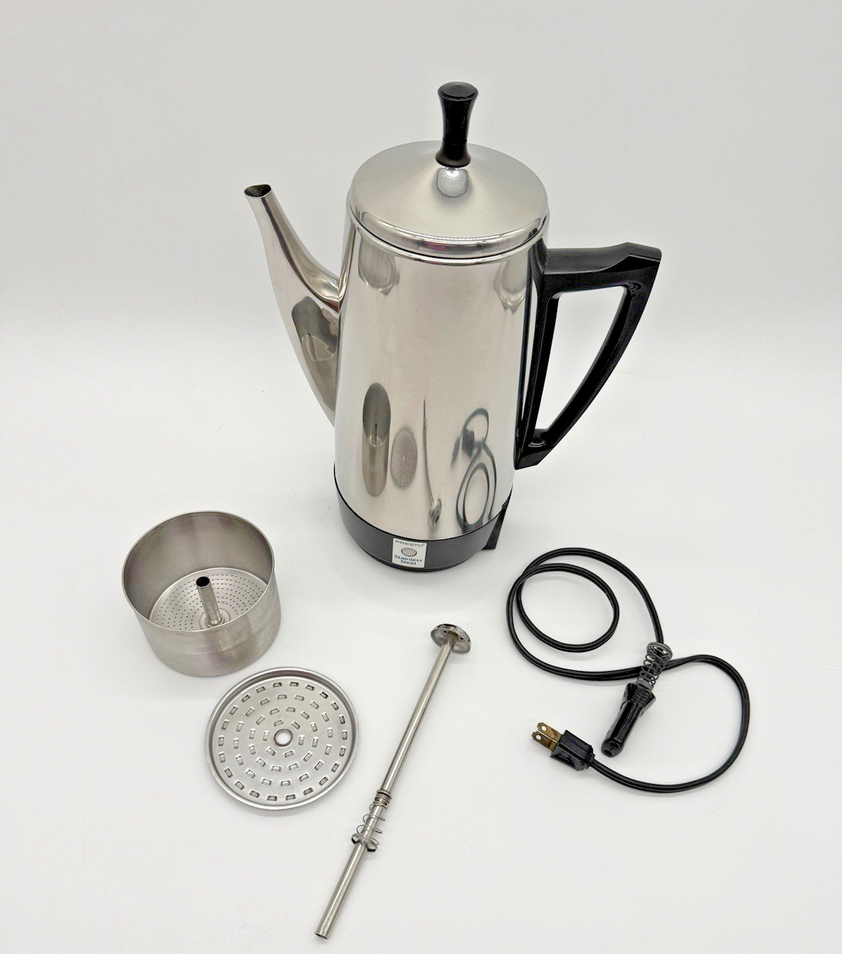 Presto-12 Cup Stainless Steel Coffee Percolator Model 281105 Tested & Works VTG