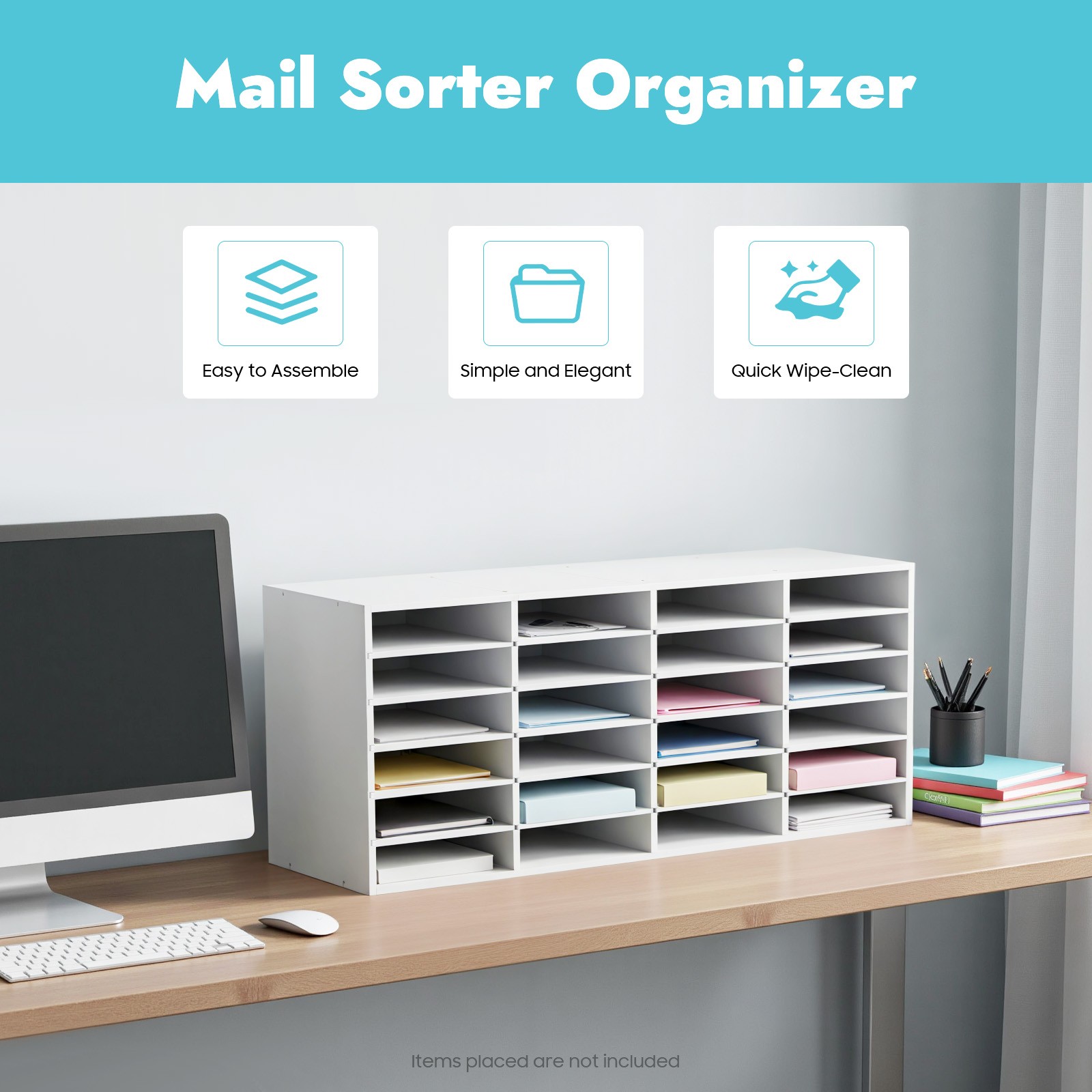 24 Slots Paper & Mail Organizer File Classification Cabinet Literature Organizer