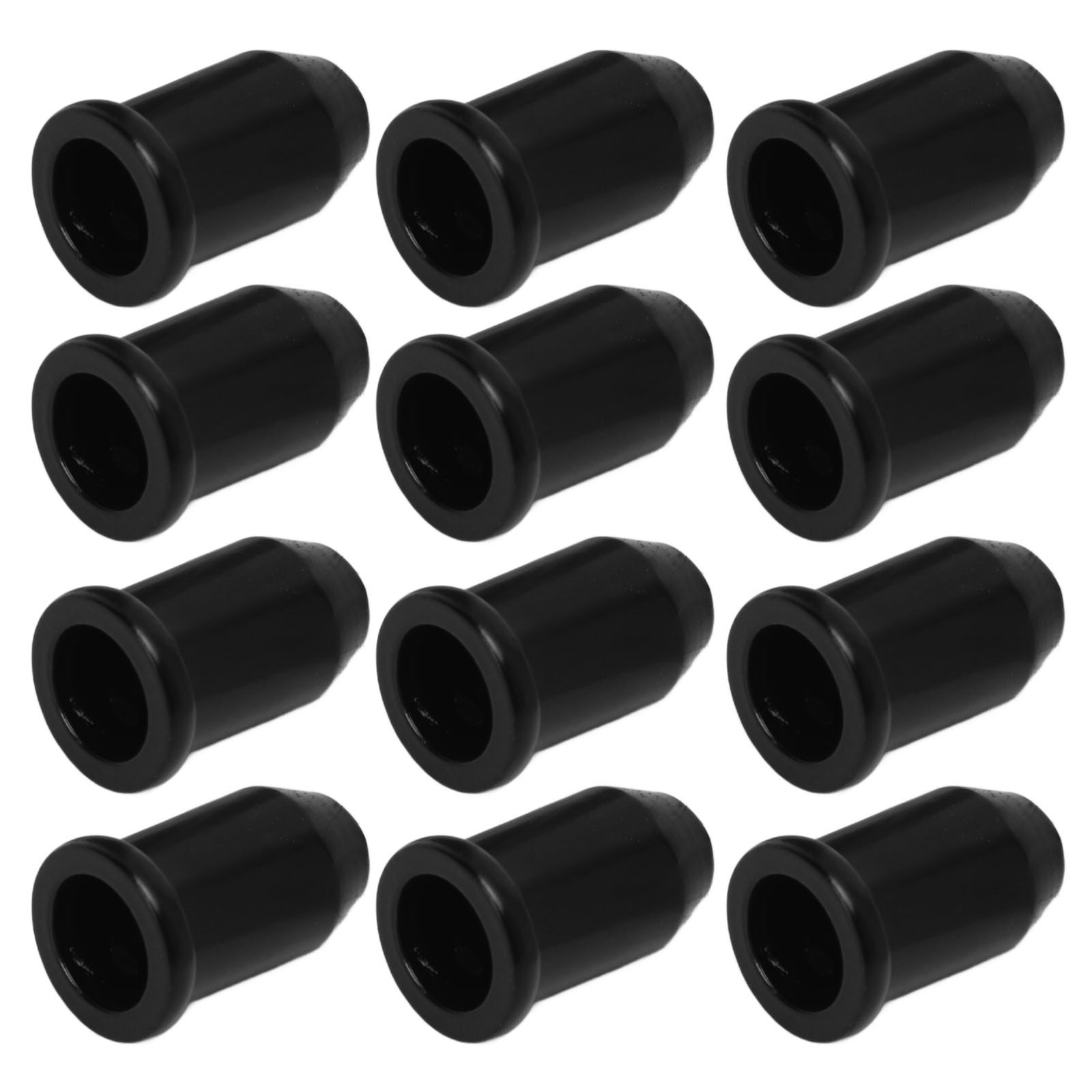 (Black)12x Guitar Ferrules String Cap Mounting Buckle Through Body Bushing ECA