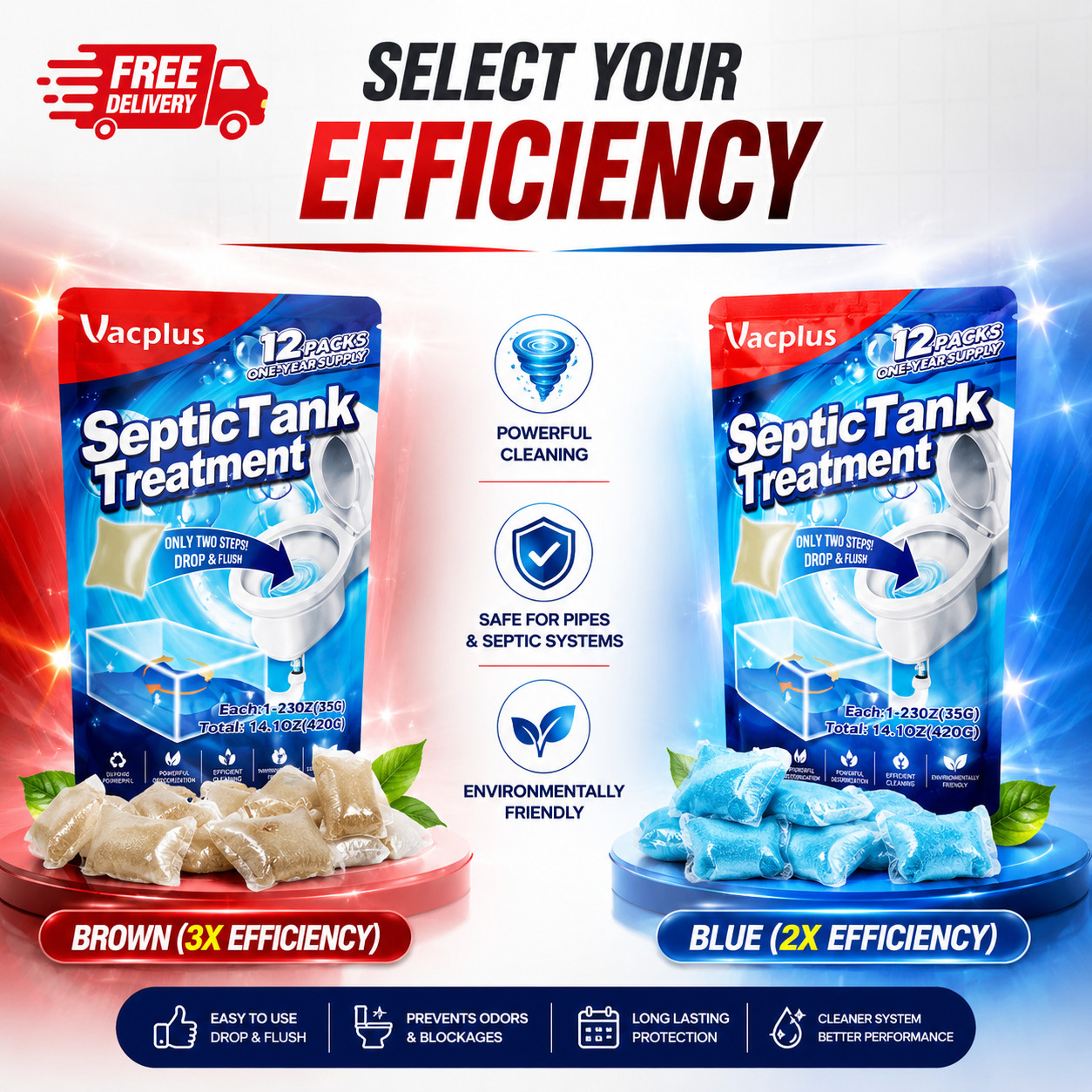 Septic Tank Treatment 12 Pcs for 1 Year Supply Dissolvable Packs Easy Operation
