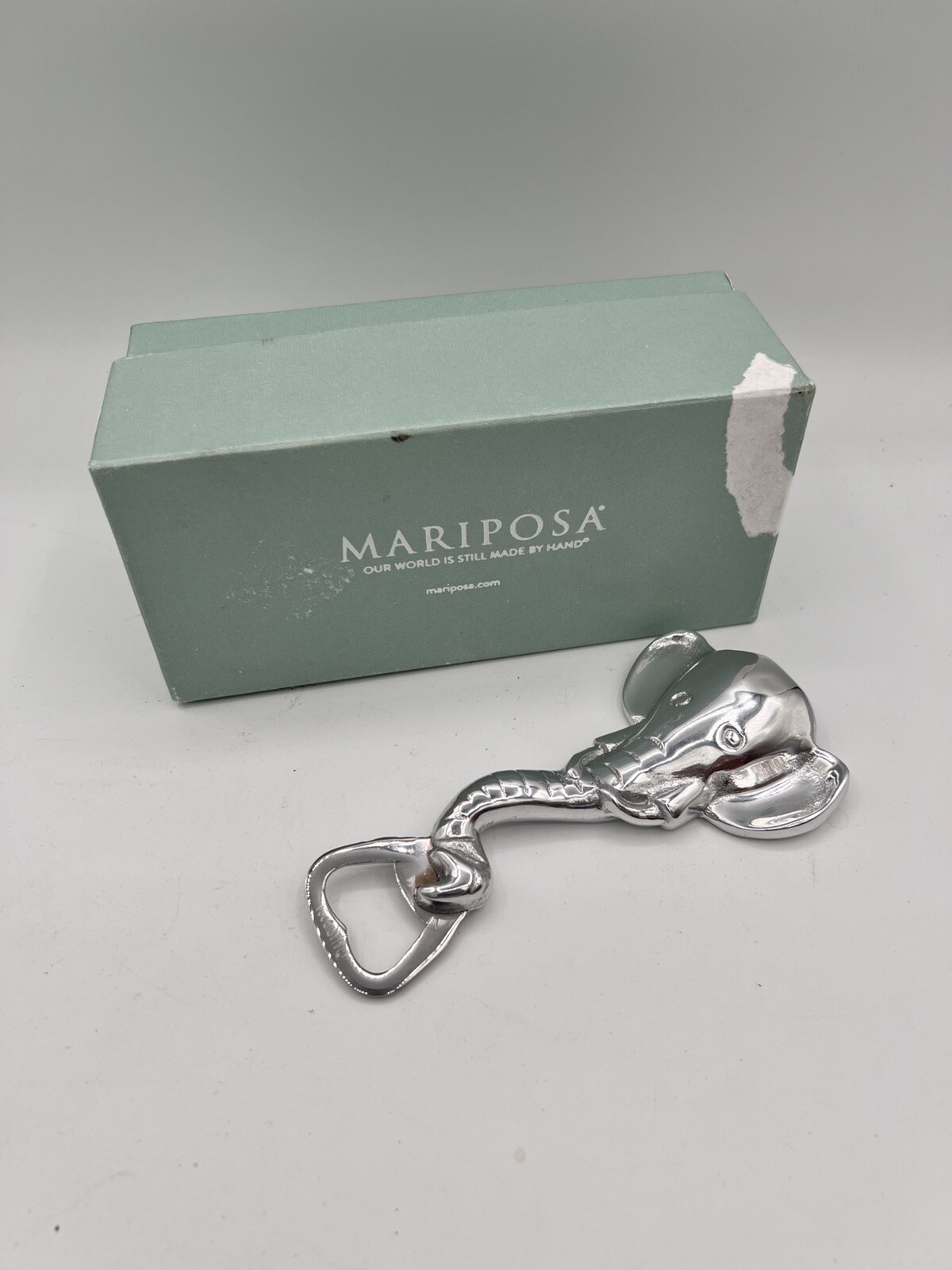 Rare Mariposa Aluminum Elephant Bottle Opener  Silver African Bar Accessory