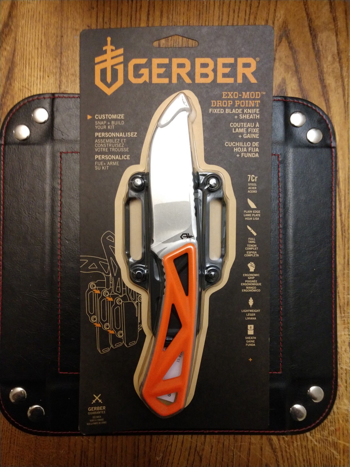 GERBER EXO-MOD  Drop Point  7cr17mov Stainless Blade Rubber Handle  Sheath 2.6oz