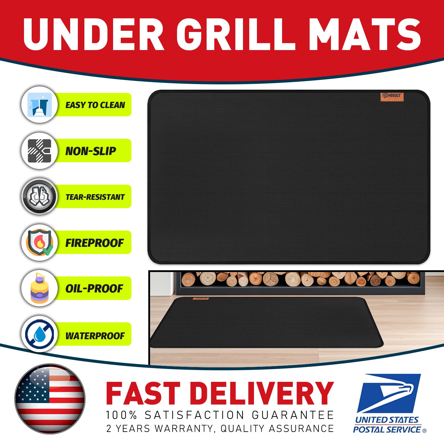 Fireproof Under Grill Mats 72"x39" for Outdoor Easy to Clean Reusable for Deck