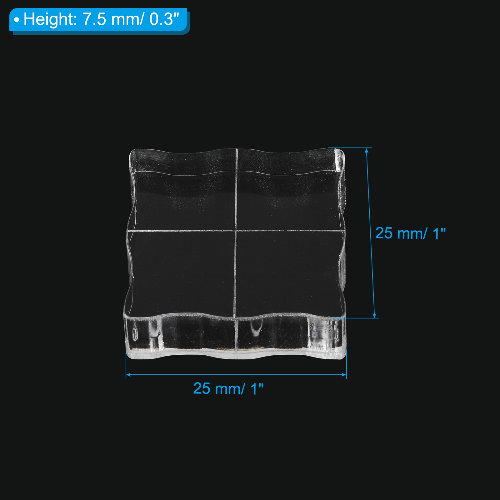 Acrylic Stamp Blocks, 10 Pack Square Shape with Grid Lines, 1" x 1"