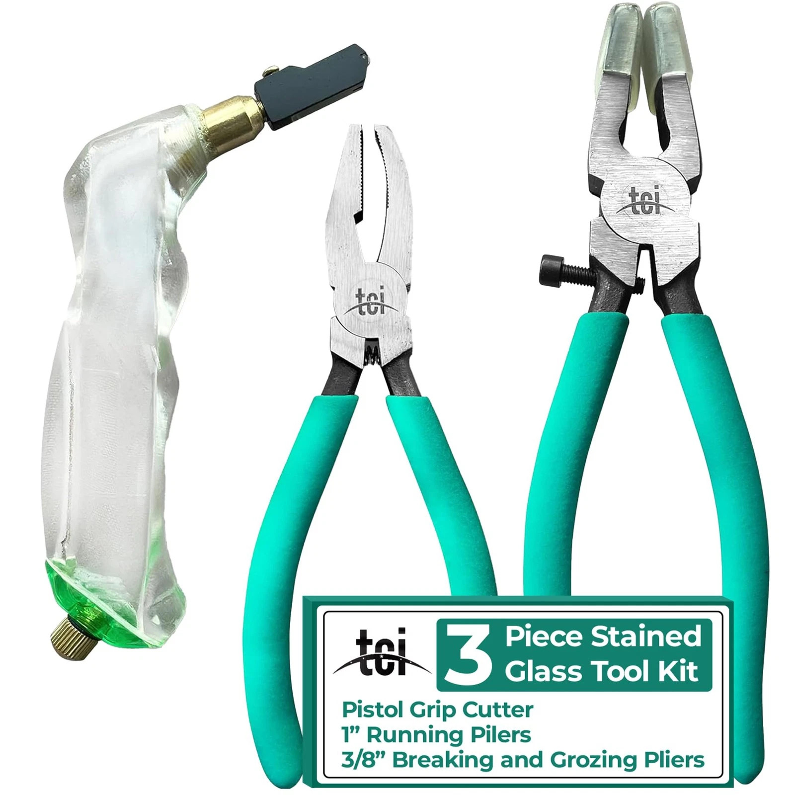 Professional Three Piece Stained Glass Tool Kit with Running Pliers, Breaking...