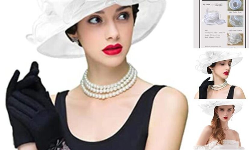 Women's Kentucky Derby Church Dress Hat Wide Brim Leaf Flower One Size S8-white