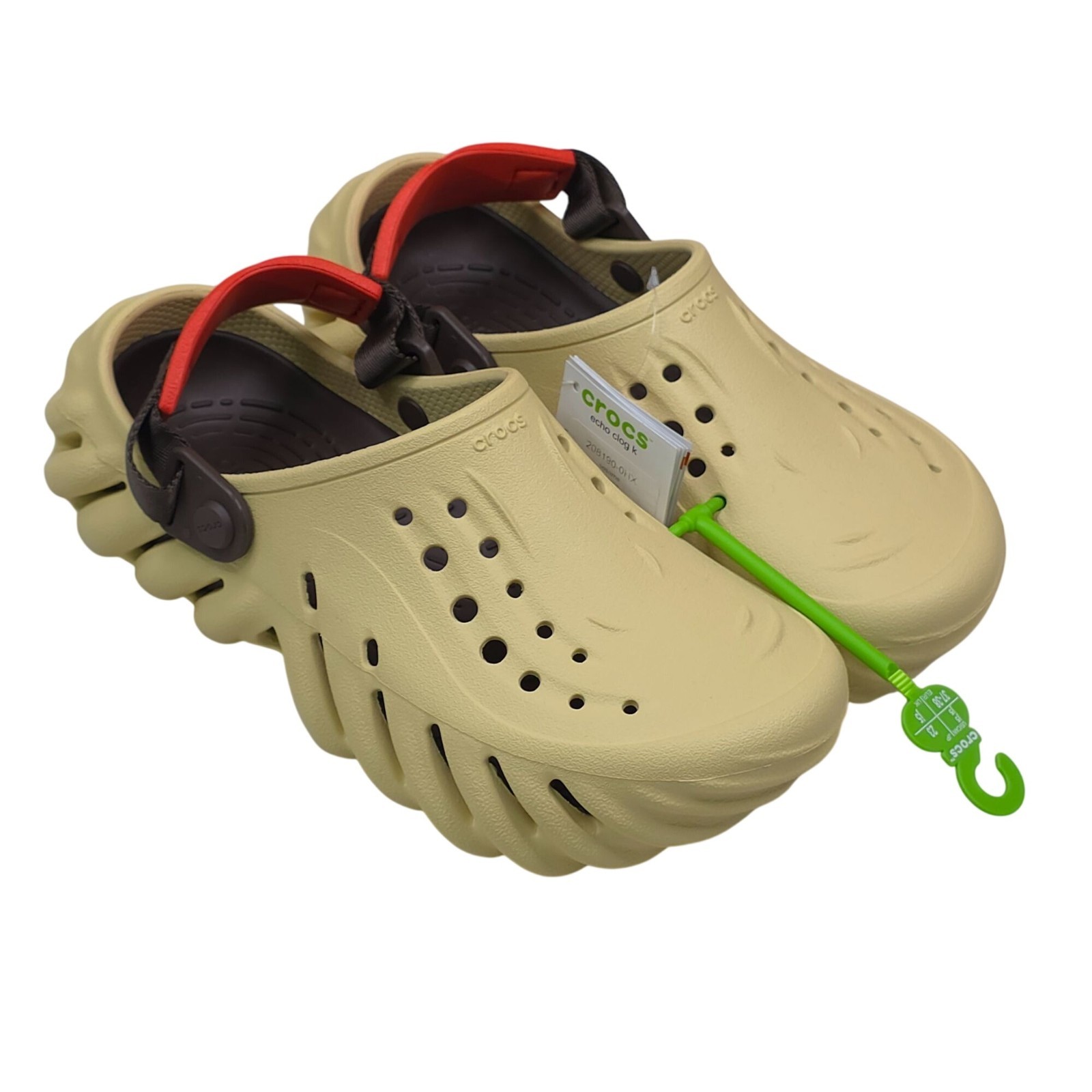 Crocs Echo Clog K Sandals With Adjustable Red Strap Rugged Outdoor Kids J5