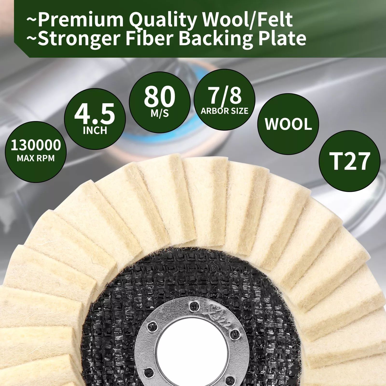 2Pcs Wool Polishing Wheel Buffing Pads Flap Disc For Metal Wood Angle Grinder