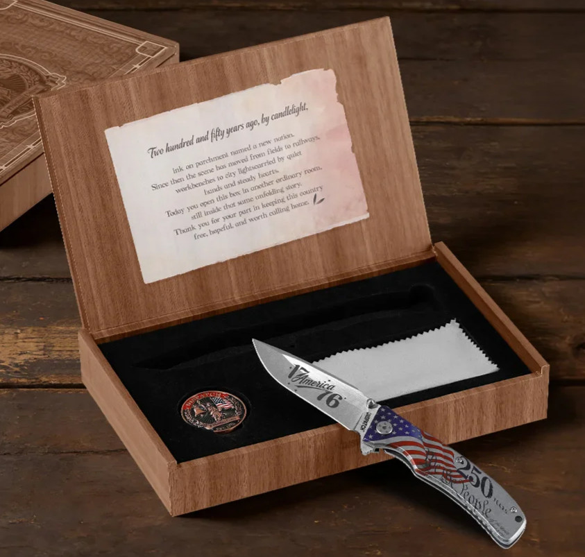 Pocket Knife 250th Anniversary Coin EDC Patriotic USA Collectible Keepsake