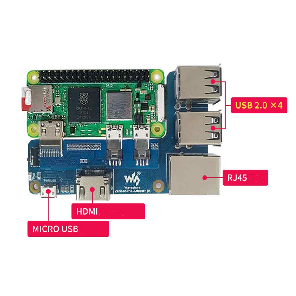 For Raspberry Pi Zero 2W Expansion Board Multi-USB Interface Ethernet Converter