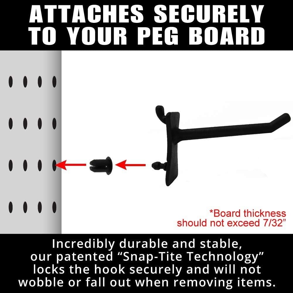 Adjustable Easy Install Pegboard Hooks - 24 Pack, Black