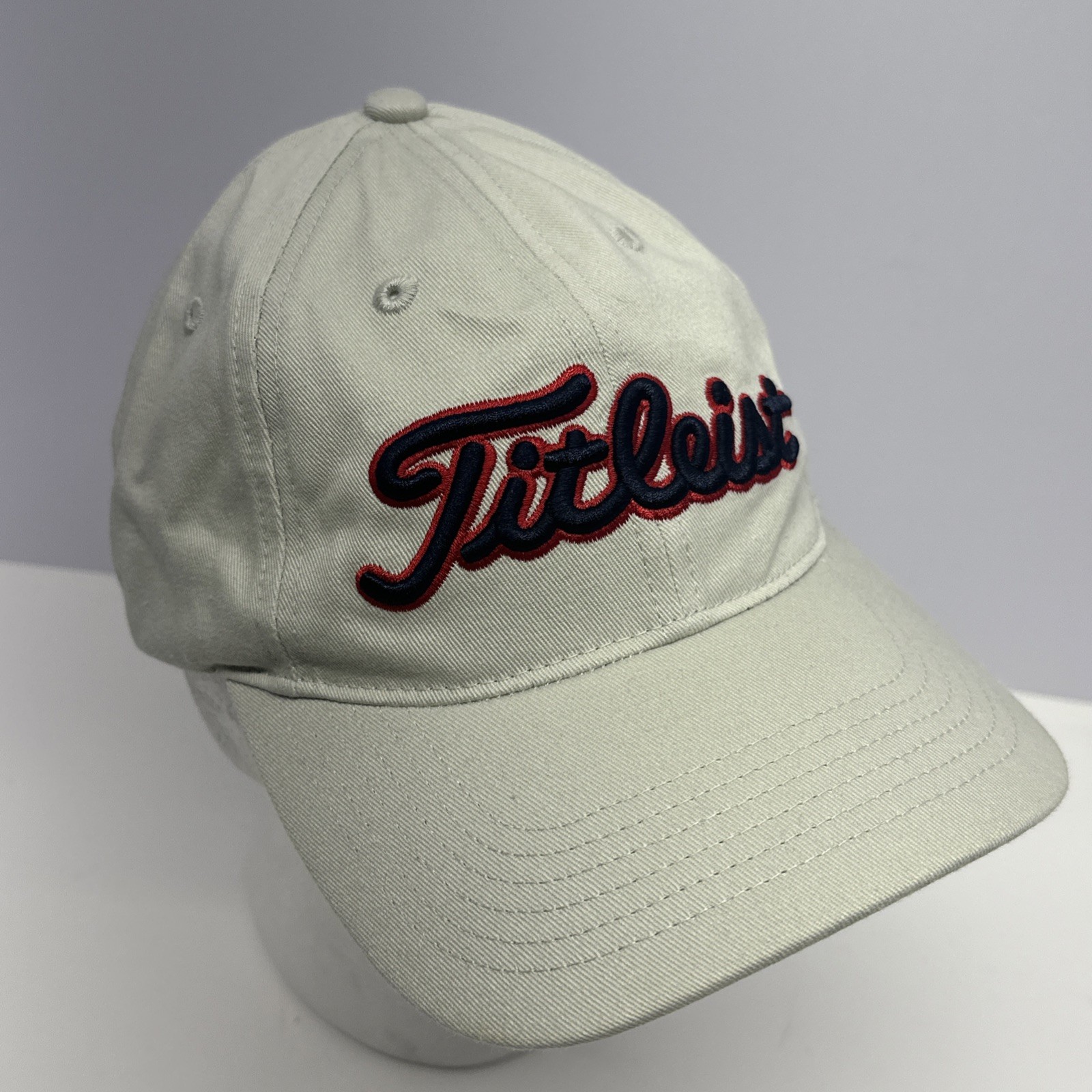 Titleist Golf Strap Back Hat Beige Cap Embroidered #1 Lynch Adjustable