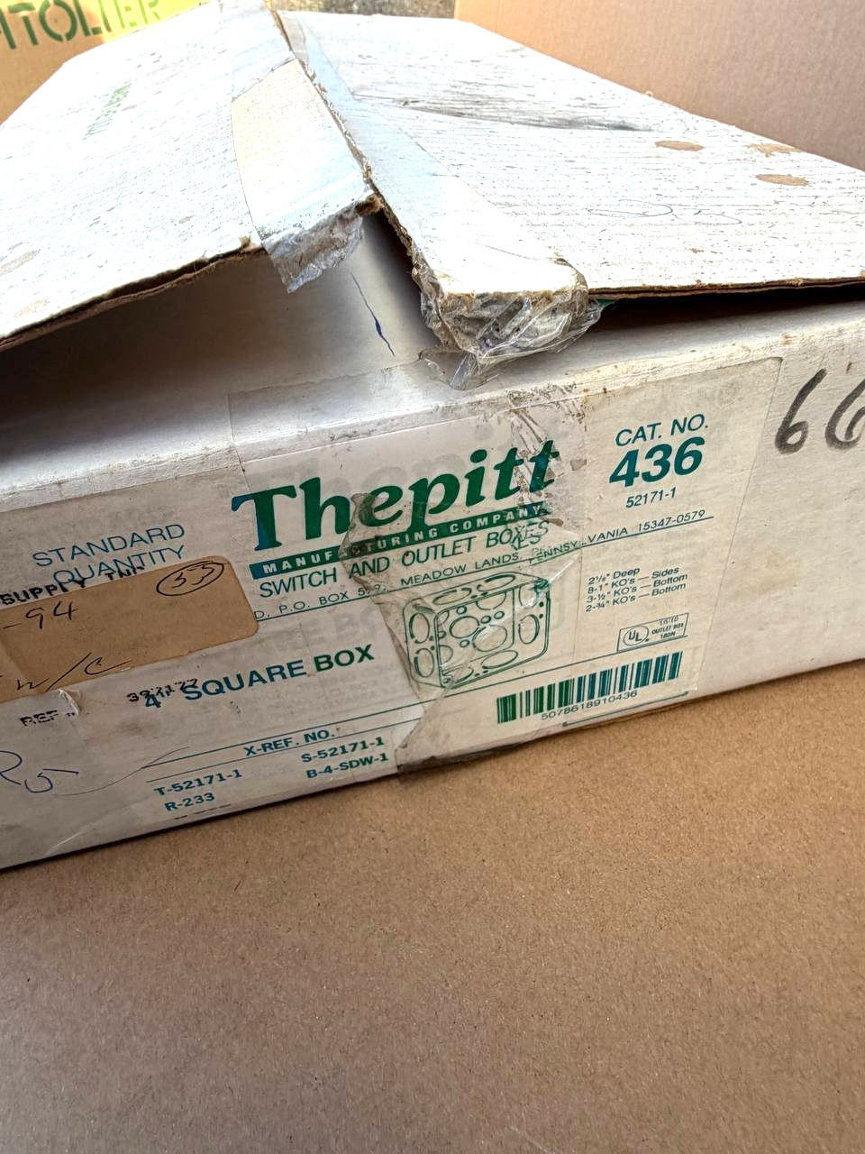 25 pcs Thepitt 4" Square Box, Switch and Outlet Box