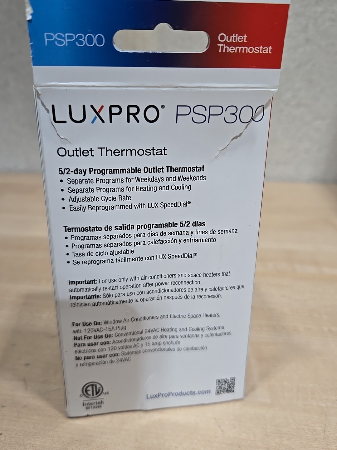 LuxPro eHeat PSP300 5-2 Day Programmable Outlet Thermostat New (Open Box)*