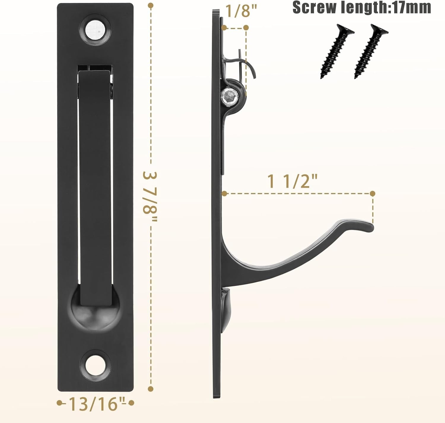Pocket Door Hardware Set – 2 Recessed Flush Finger Pulls & 1 Edge Pull