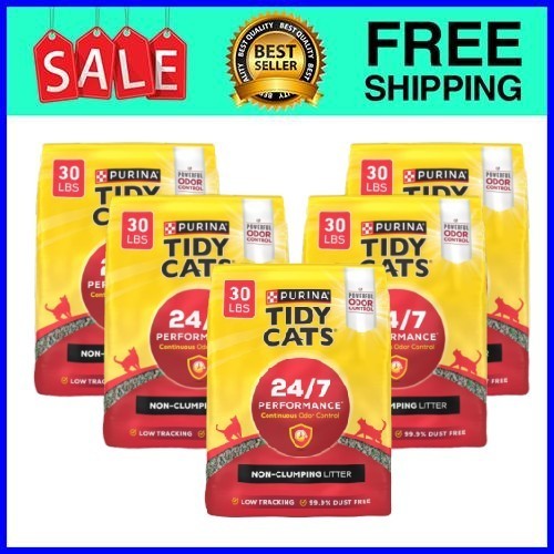 5 Bags Purina Tidy Cats Non Clumping Cat Litter, Multi Cat Litter, 30 lb Bags