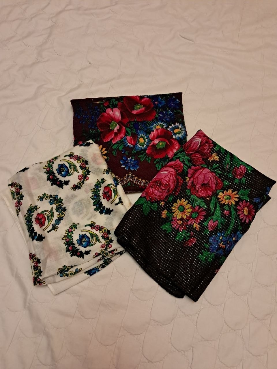 Shawl Vintage Soviet Ukraine Scarf Accessorie Ukrainian Ethno Retro USSR 3 Piece
