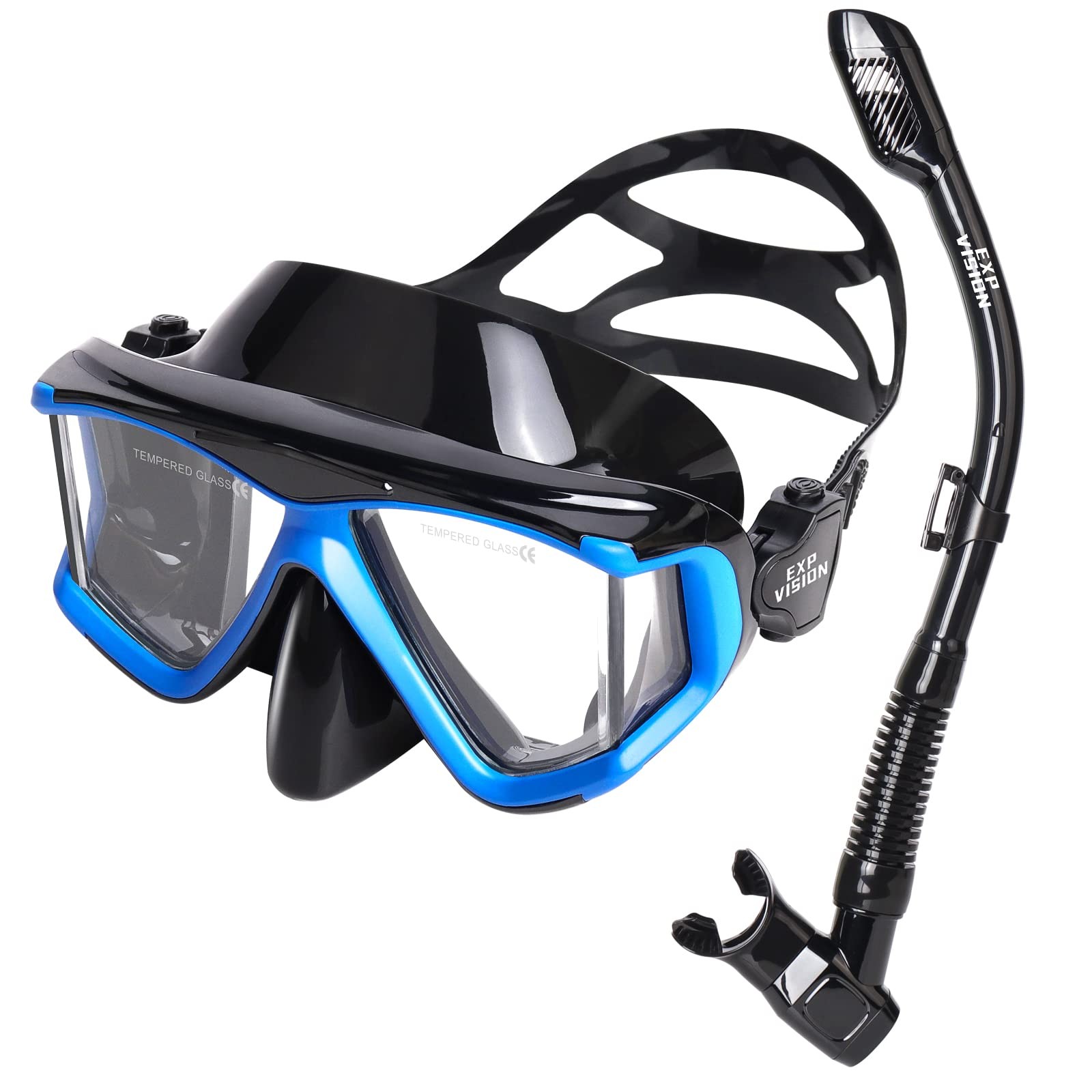 Snorkel Set Pano 4 Adult, Anti-Fog Mask & Dry Snorkel - EXP VISION