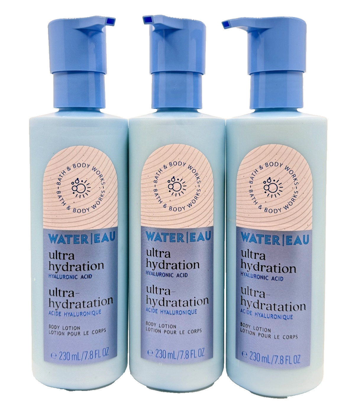 NEW Bath & Body Works Lot of 3 Bottles Water Ultra Hydration Body Lotion 7.8 oz