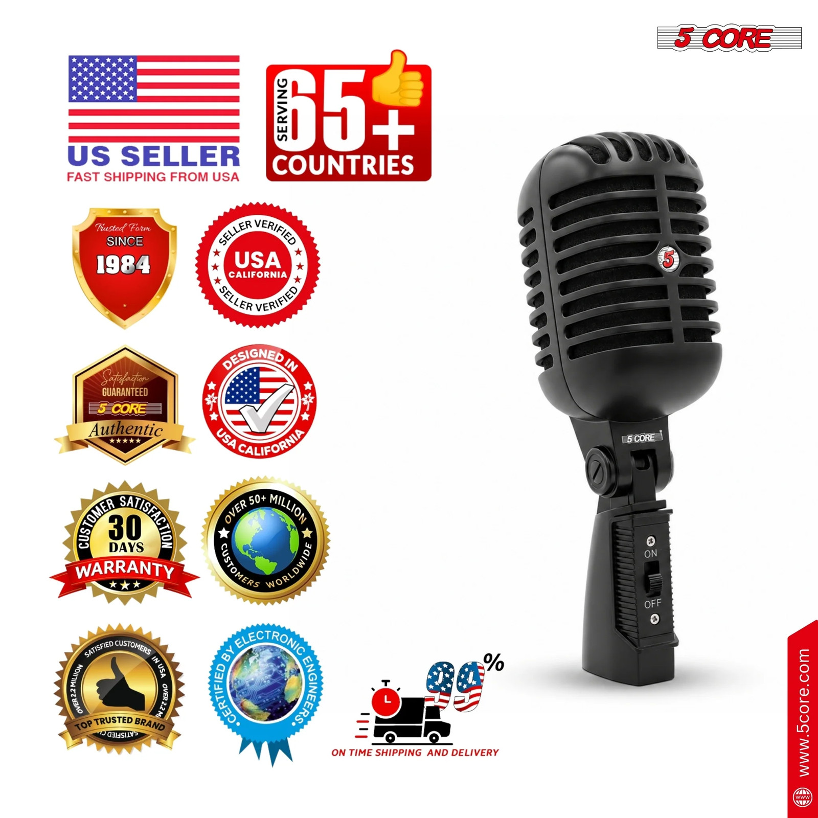 5 Core Retro Dynamic Vocal Iconic Microphone Vintage Classic Unidirectional Mic