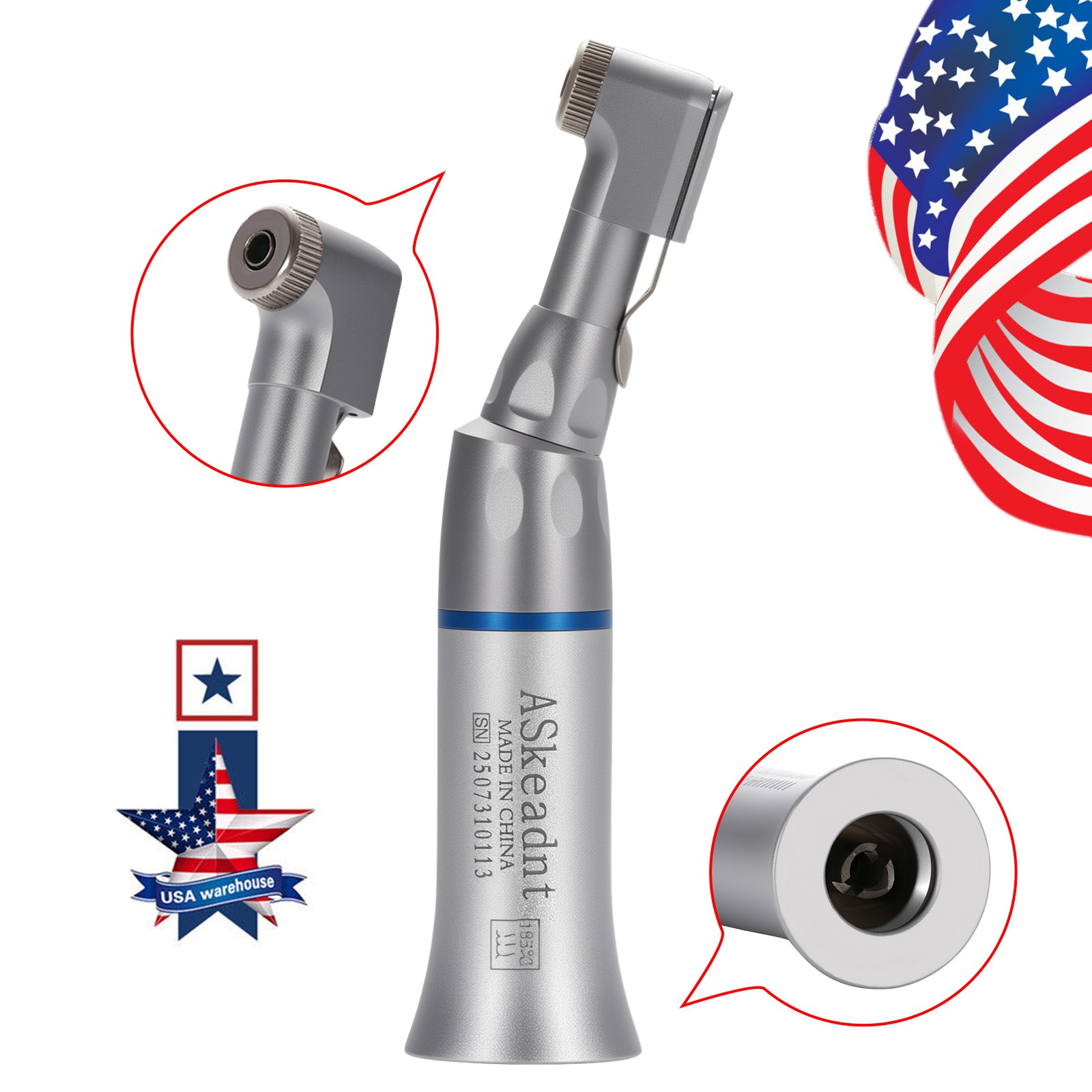 Dental Slow Low Speed Contra Angle Handpiece Latch Bur E-Type ASkeadnt AS