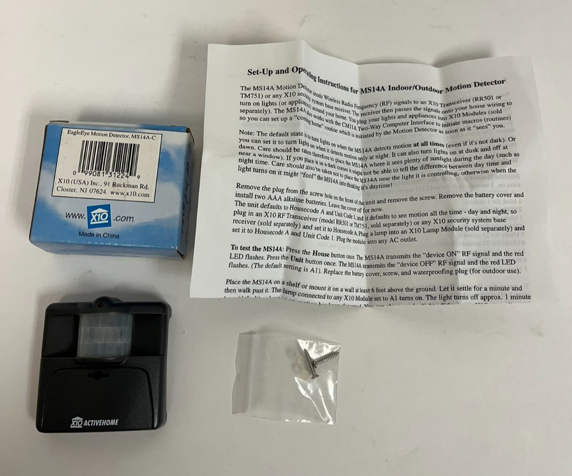 Lot 2pcs X10 X-10 MS14A-C EagleEye Motion Sensor Detector Home Security BOX#7