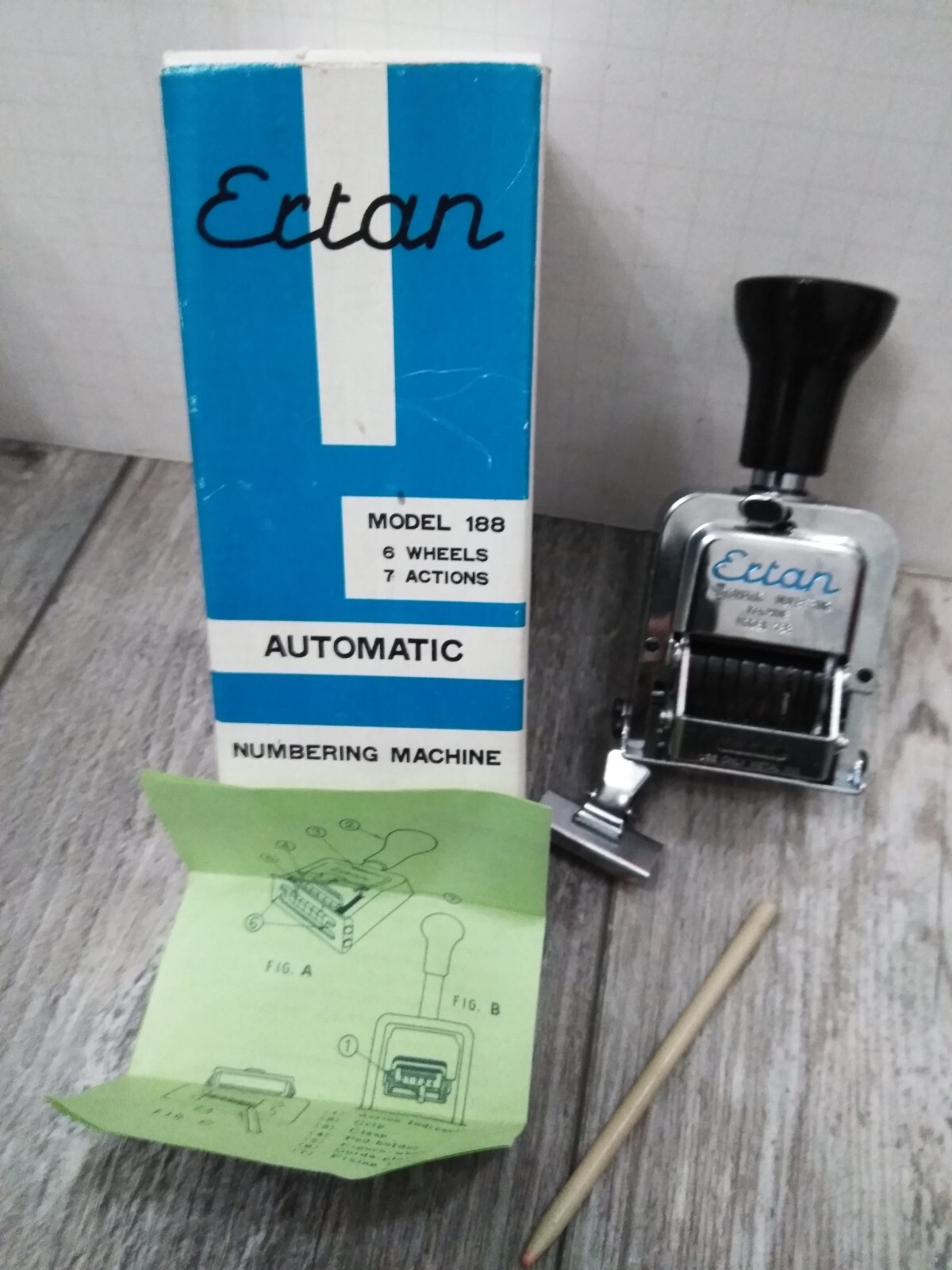 Vtg West German Ectan Numbering Machine 6 Digit Stamp, Model 188, Near Mint