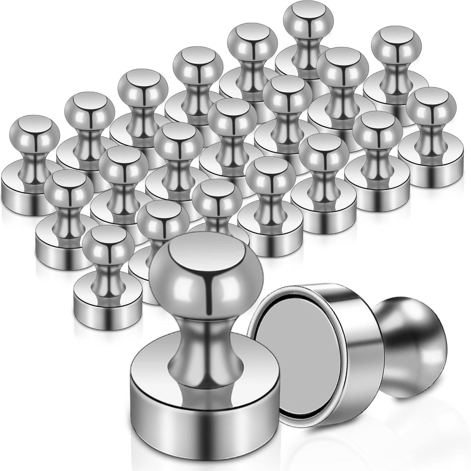 MAGXCENE 22Packs Neodymium Fridge Magnets, Strong Magnets 22pack, Silver_22p