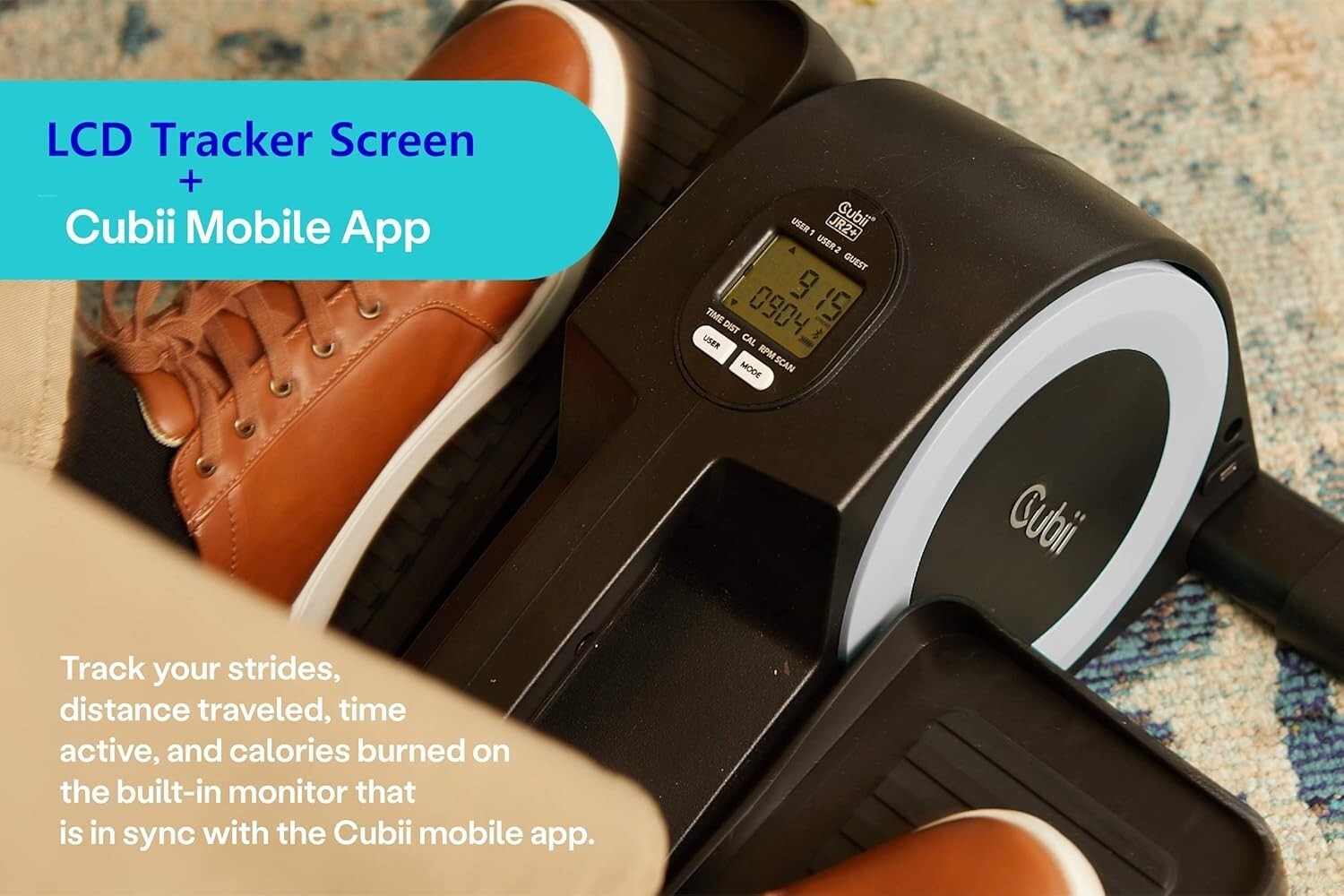 Cubii JR1+ Under Desk Elliptical Exercise Machine Non Slip Portable Bluetooth
