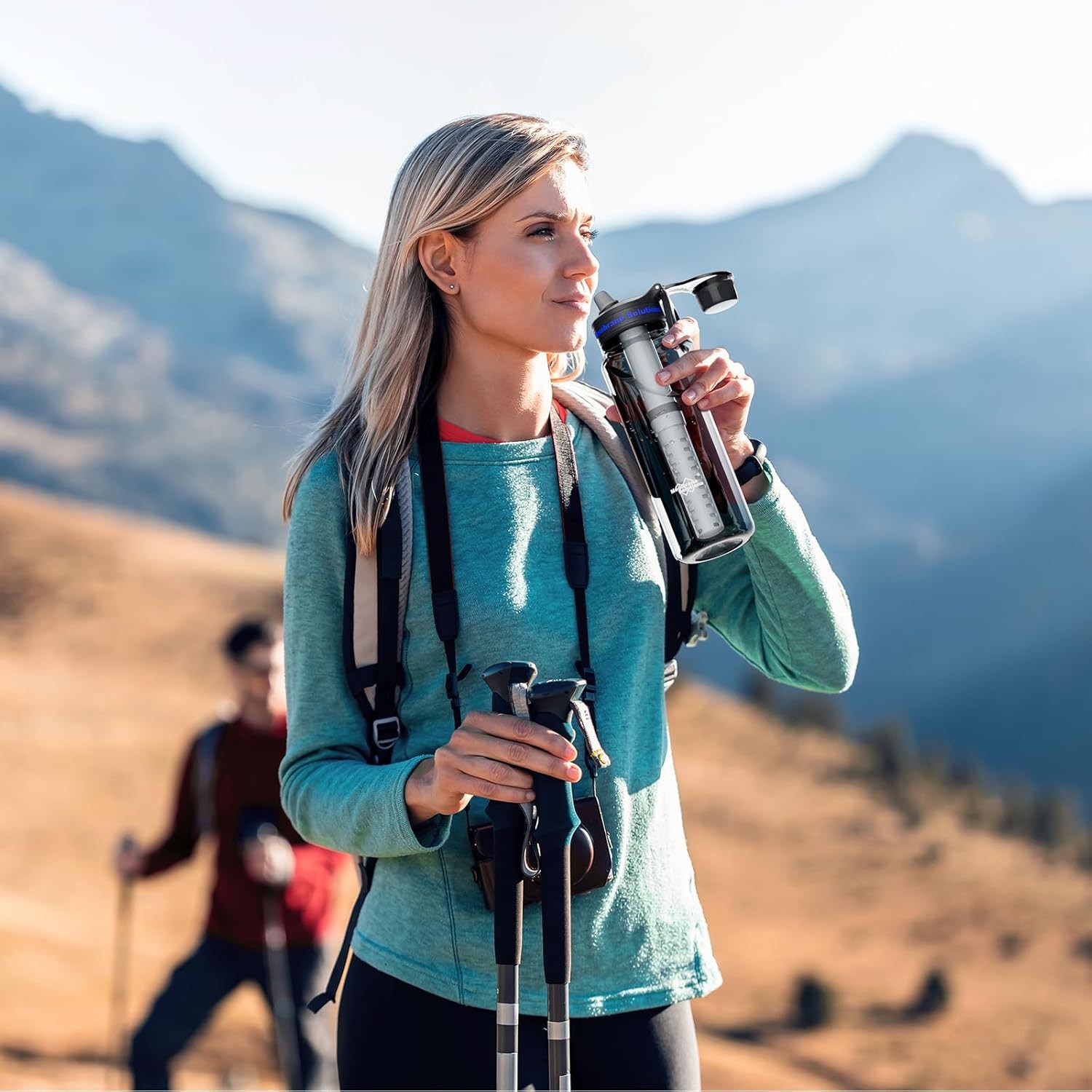 Outdoor Premium Leak Proof Filtered Water Bottle with Straw for Hiking, Camping