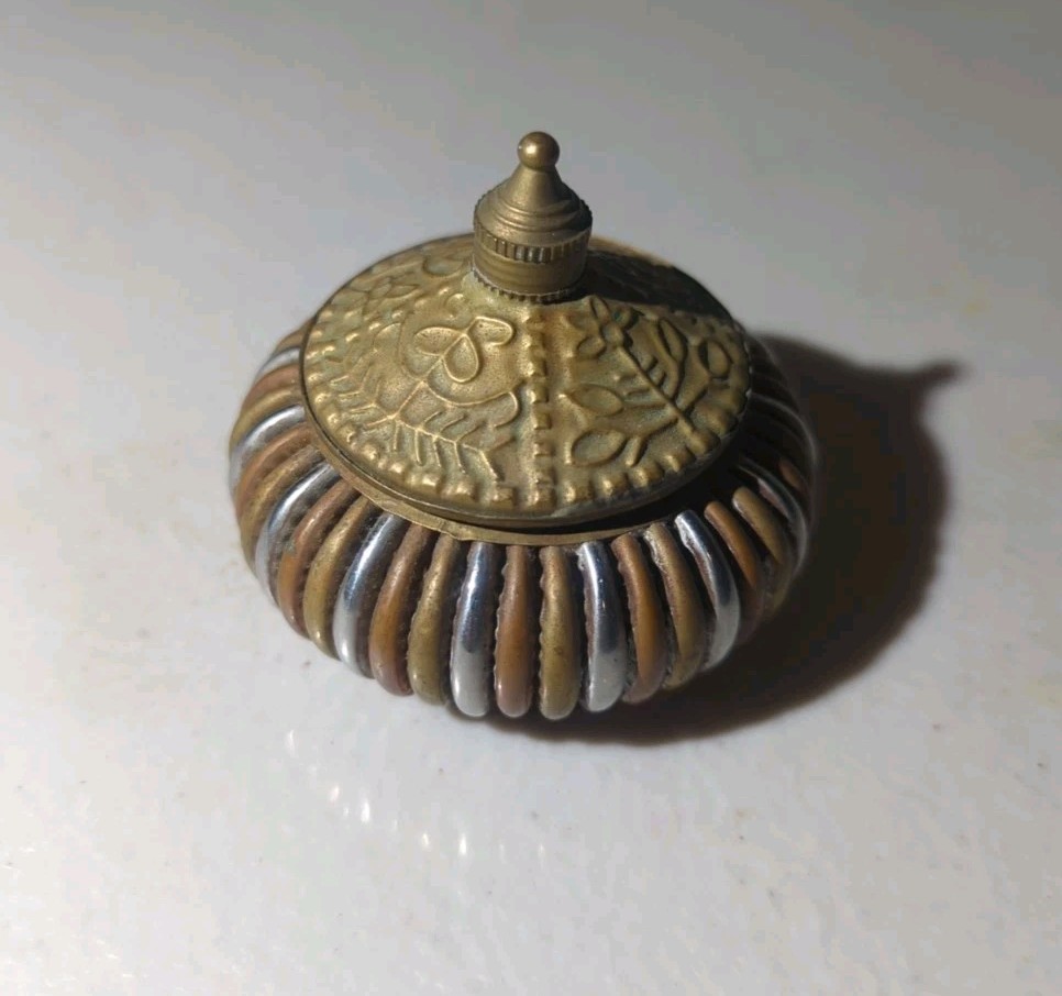 Small Three Tone Metal Trinket Box Made in India
