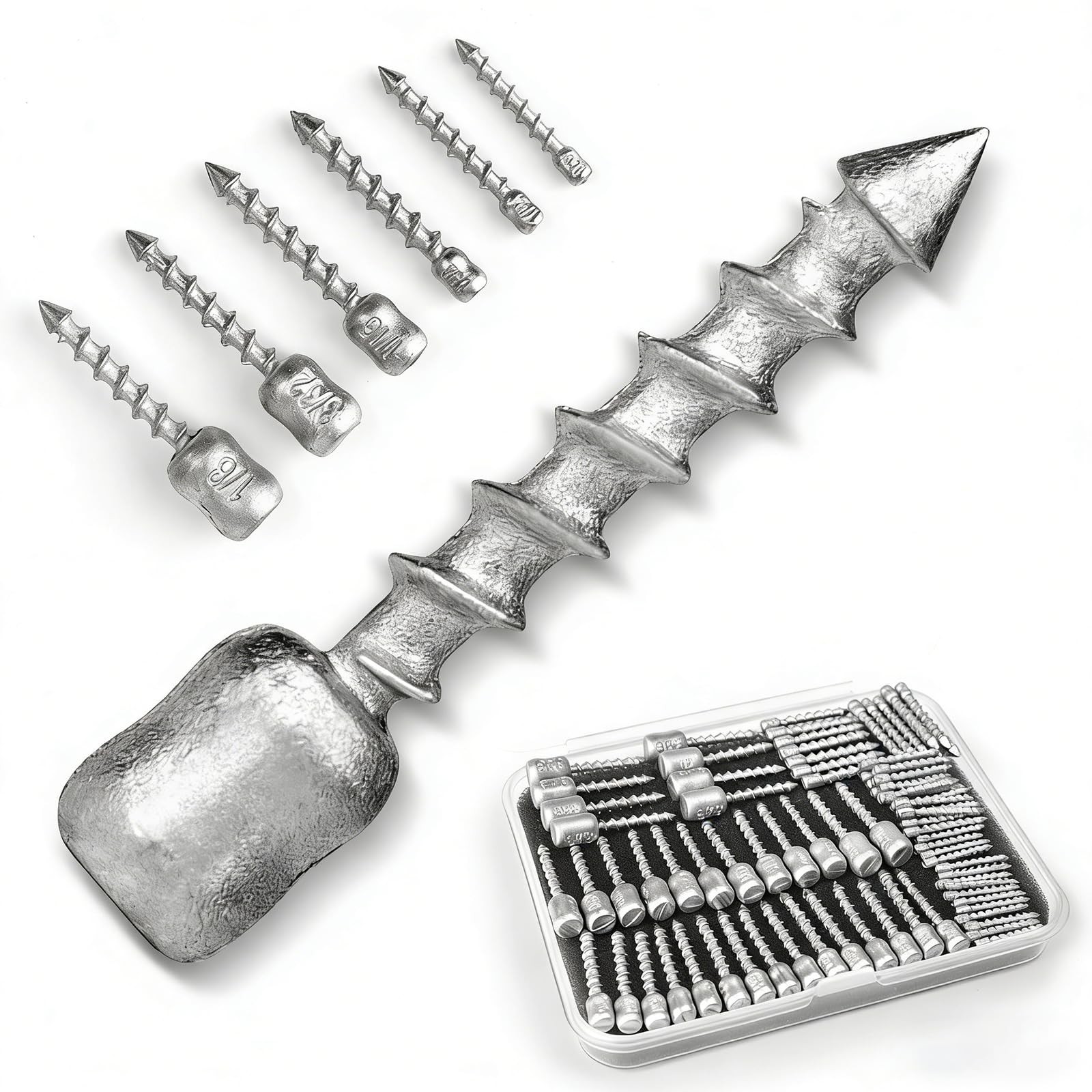 60/80-PCs Hard Alloy Screw Nail Weights, Stamped 1/64oz - 80PCs, unpainted