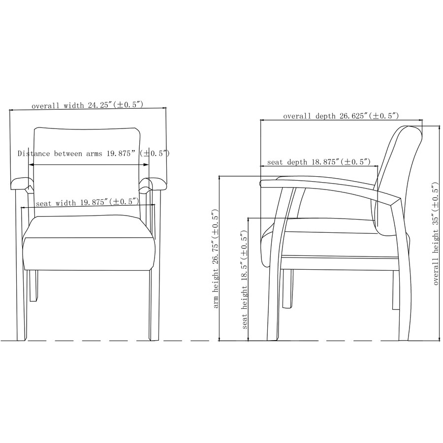 Lorell LLR68554 Deluxe Guest Chair Espresso Frame 24x25x35.5