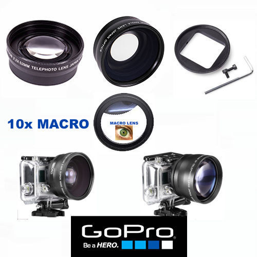 GOPRO HERO 6 ULTRA WIDE ANGLE LENS+TELEPHOTO ZOOM LENS + 10X MACRO LENS ADAPTOR