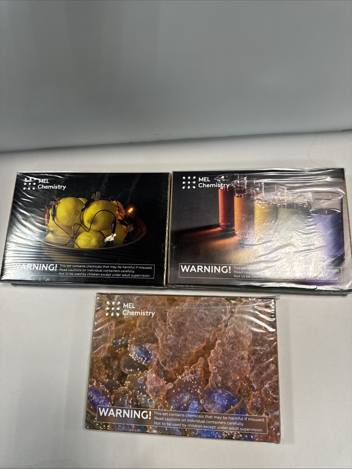 Lot of 3 MEL Chemistry Kits Artificial Sea Chemistry Electricity Colorful Chemis