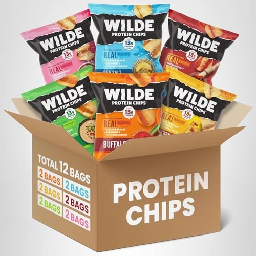 WILDE Protein Chips Variety Pack, High Snacks for Adults, Pack of 12