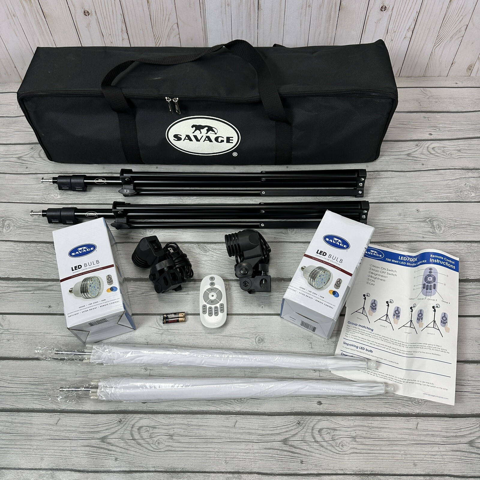 Savage 700W Bi-Color LED Studio Light Kit LED770K-BI 33" Umbrellas Photography