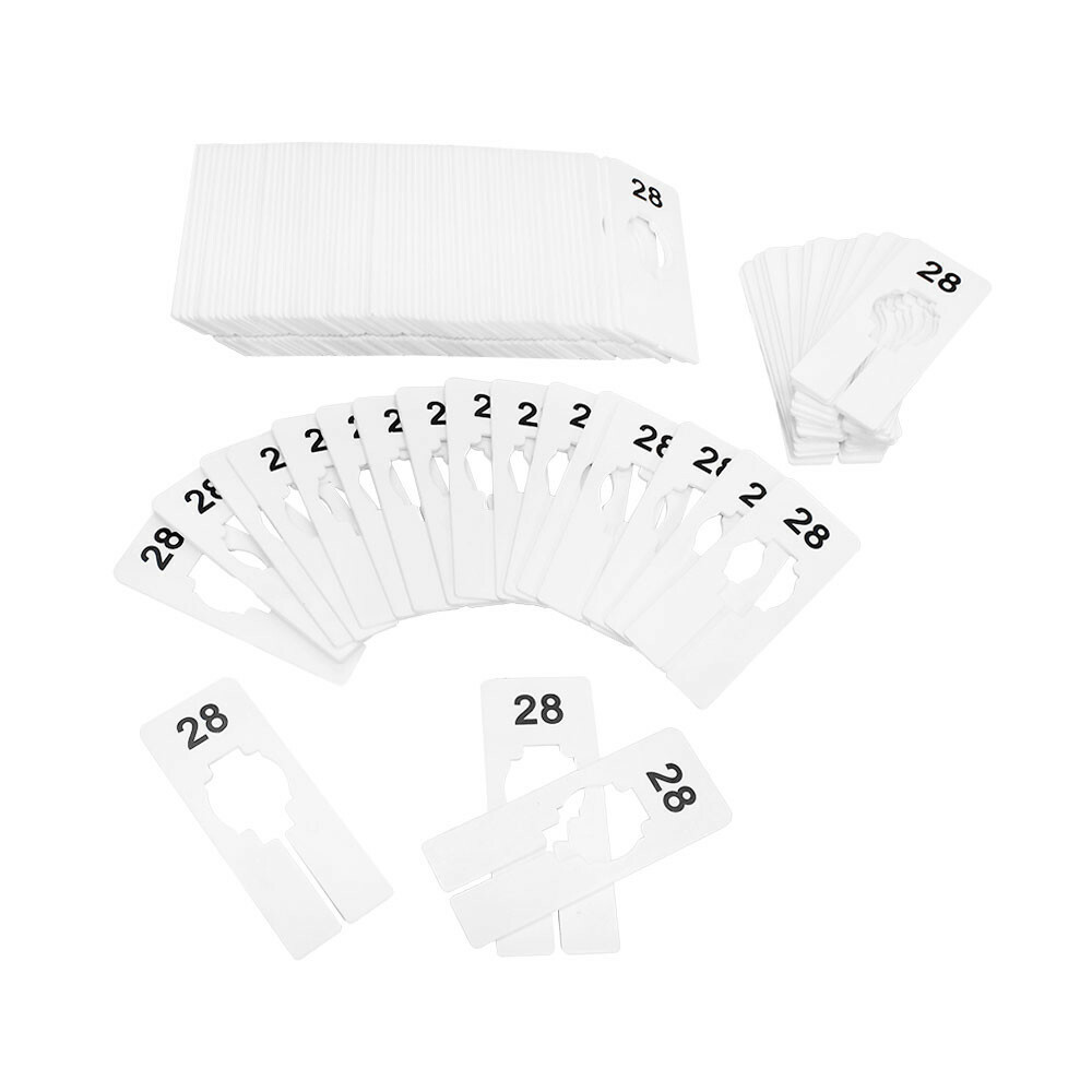 10 PC 2" x 5" Clothing Rack Size 28 Dividers Hangers White Plastic Rectangular