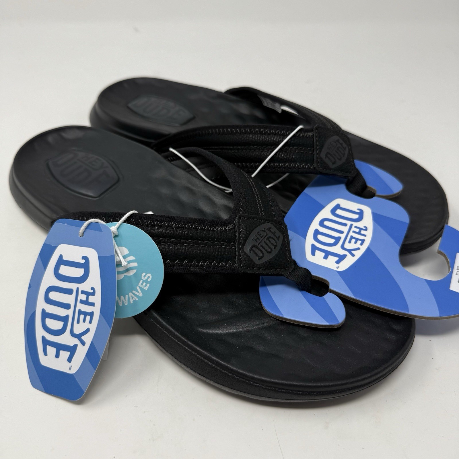 Hey Dude Flip Flop Mens 10 Black Myers Classic Thong Slip On Sandal Comfort