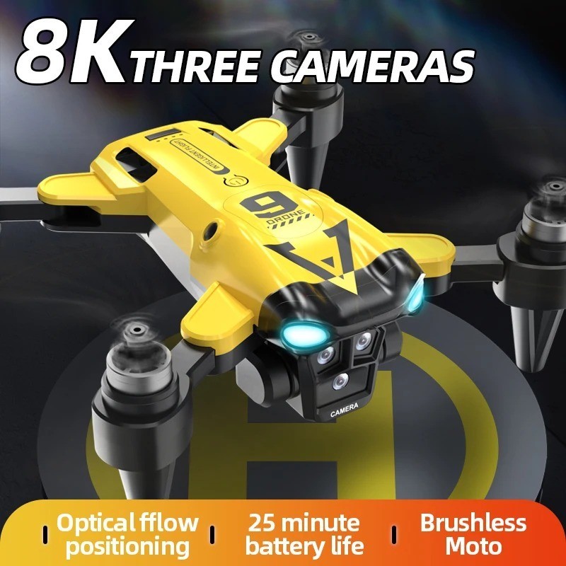 8K HD Camera Drone WiFi FPV RC Foldable Triple Camera Remote with 1 Batteries