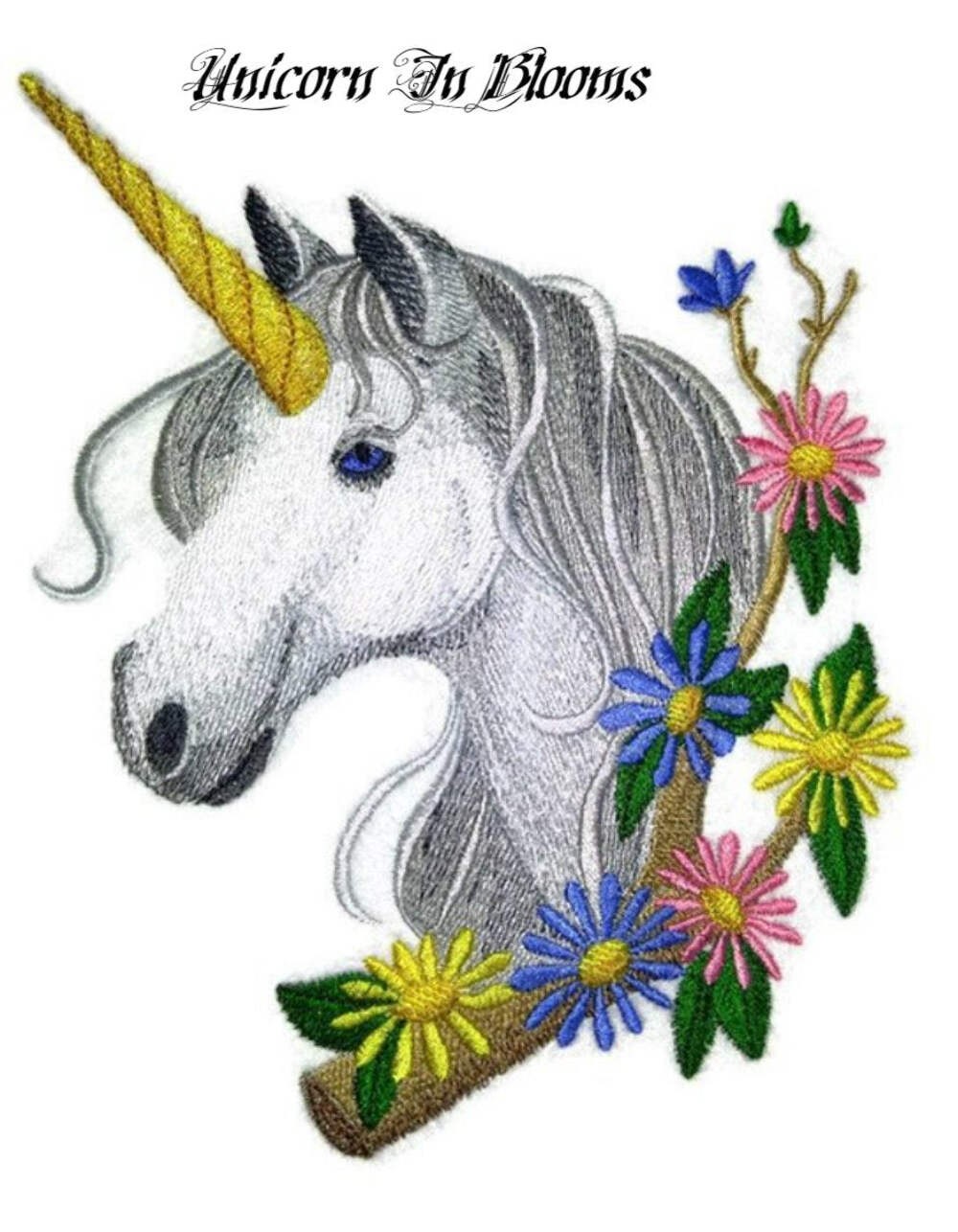 Custom Legendary Mythical Unique [Unicorn in Blooms] Embroidery Iron On/Sew Patc