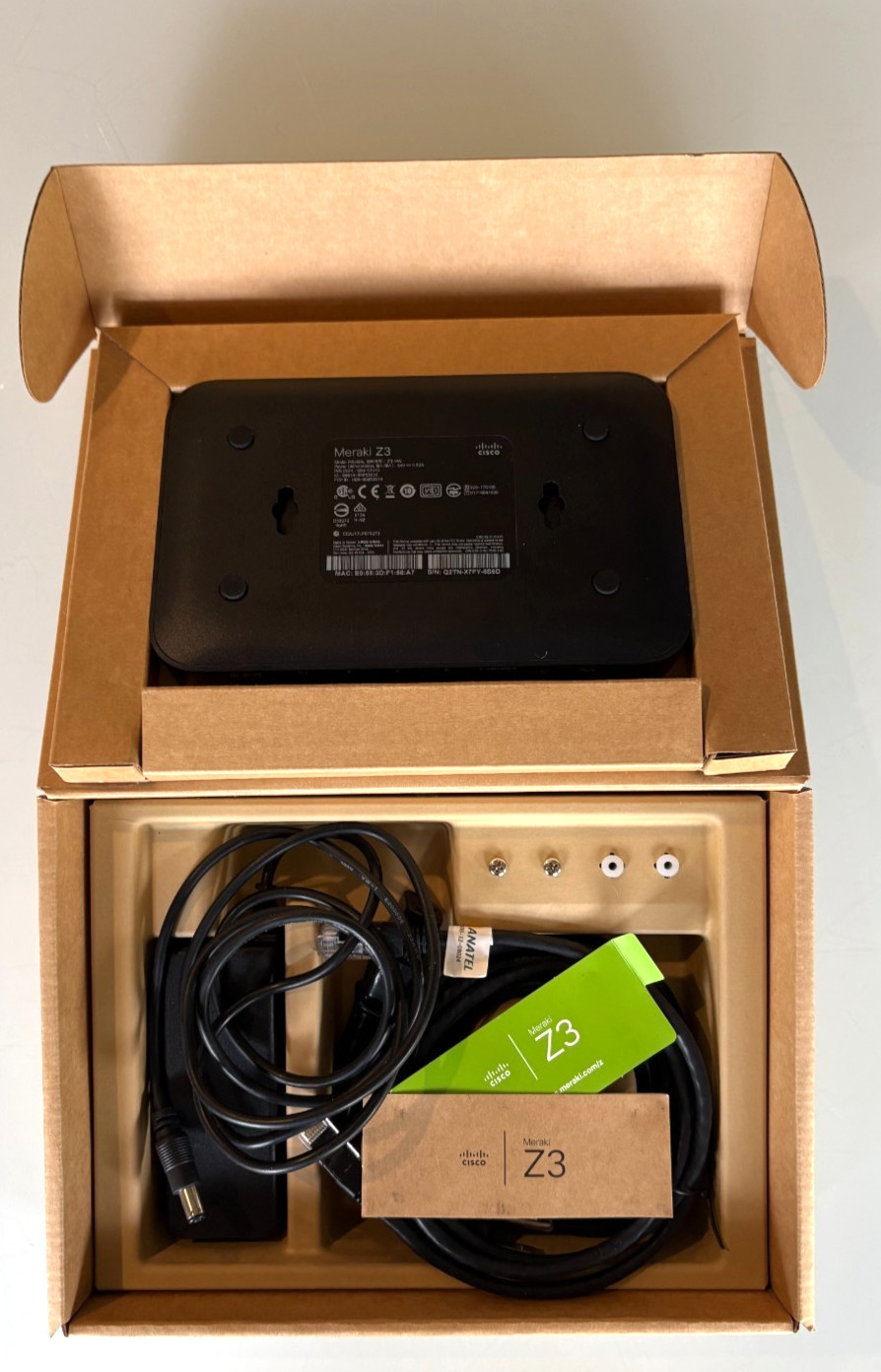 Cisco Meraki Z3 Wifi / 4P VPN Gateway Firewall with Genuine AC Adapter Unclaimed
