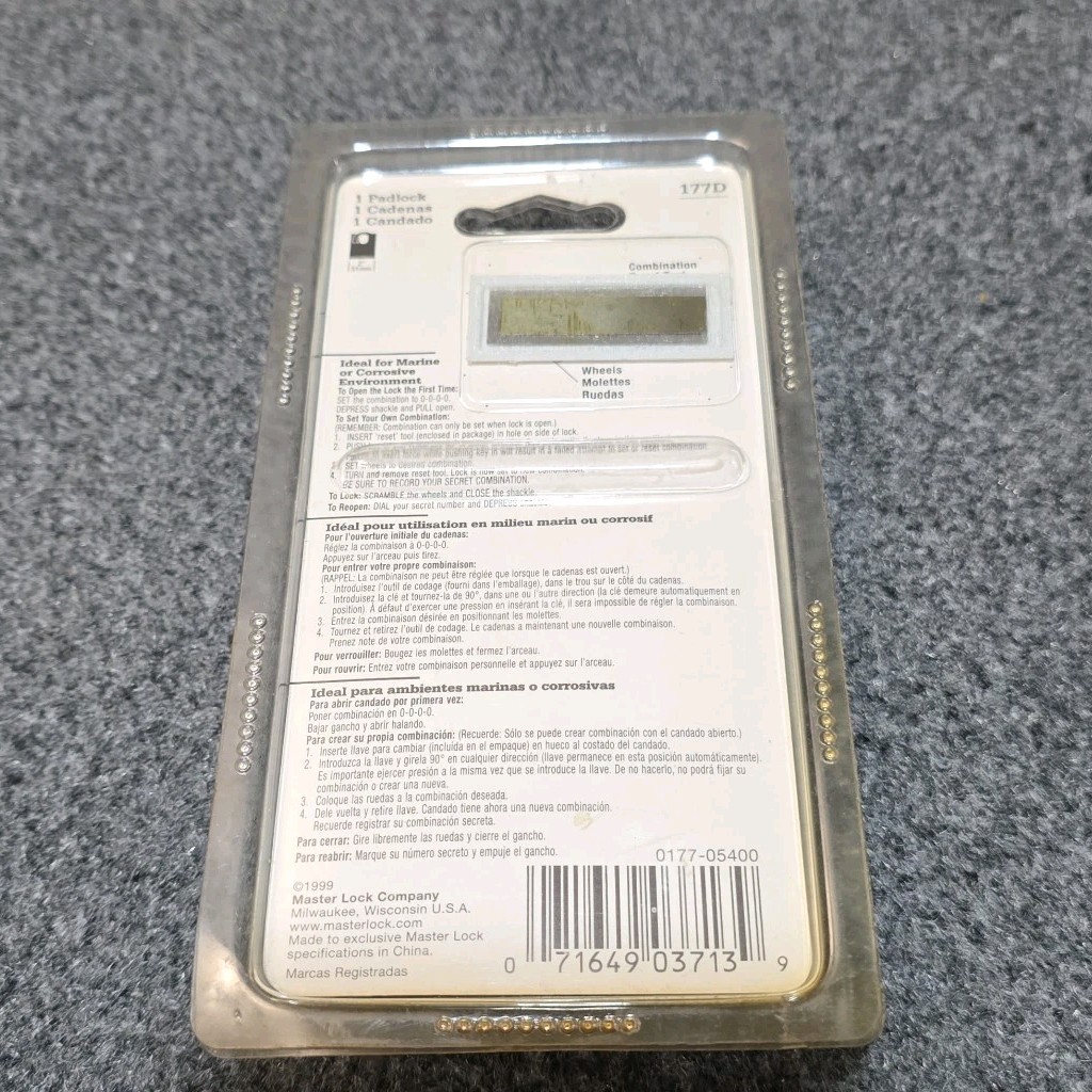 Master Lock Brass Circa Combination Padlock 177D Heavy Duty