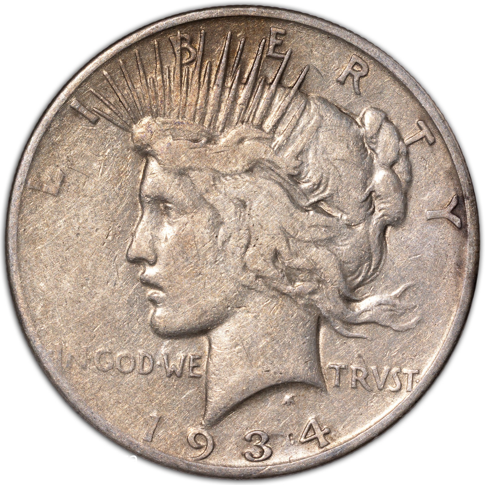 1934-S Peace Silver Dollar $1 San Francisco Fine FN F+
